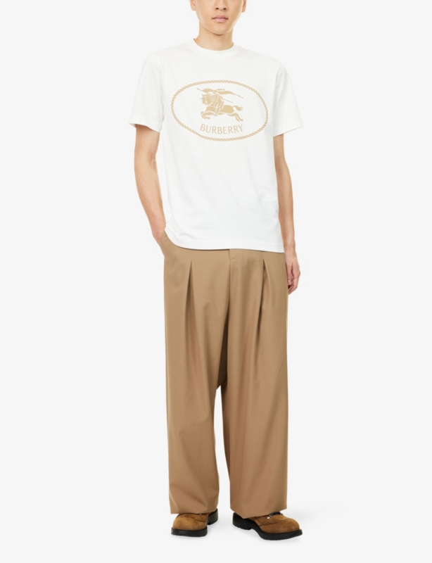 Knight-Stamp Print Short-Sleeve Cotton T Shirt