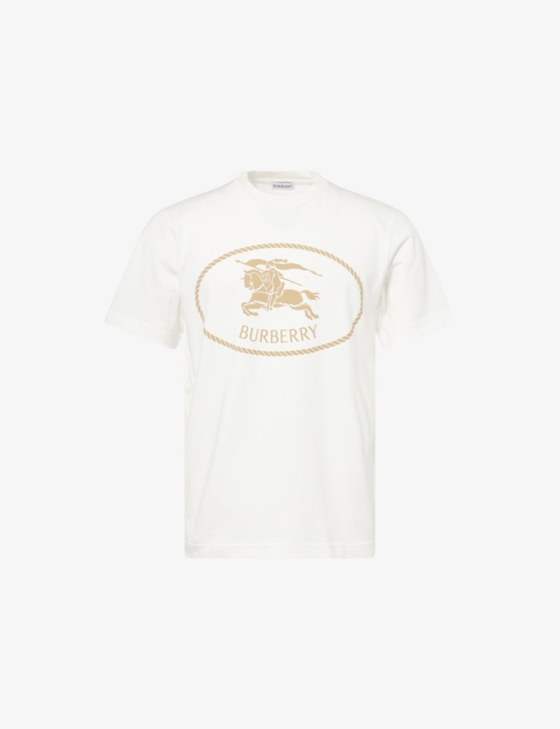 Knight-Stamp Print Short-Sleeve Cotton T Shirt