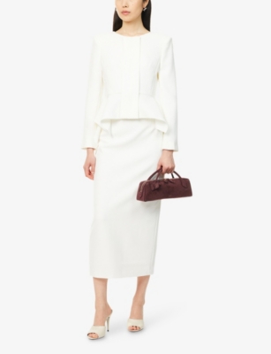 ROLAND MOURET: Crepe Split Stretch-Woven Midi Skirt
