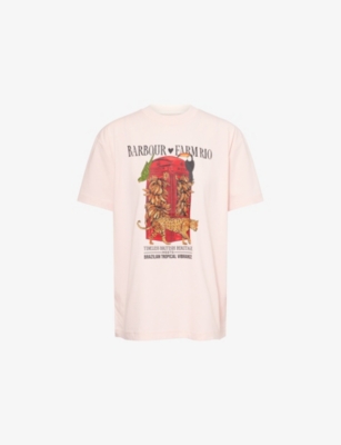 Barbour Womens Rosa  X Farm Rio Maria Clara Cotton-jersey T-shirt Xs In Pink