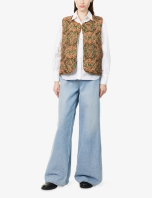 Barbour X Farm Rio Fernanda Sleeveless Jacket In Brown