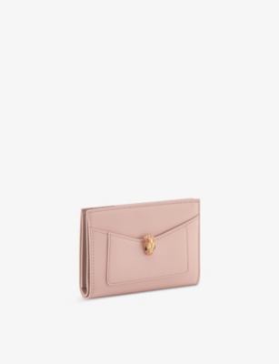 Bvlgari Womens Pink Serpenti Forever Folded Leather Card Holder