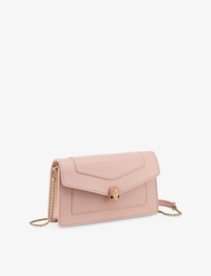 Bvlgari Womens Pink Serpenti Forever Leather Wallet-on-chain