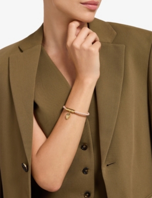 Bvlgari Pink Serpenti Forever Yellow Gold-plated Brass And Leather Bracelet In Gold