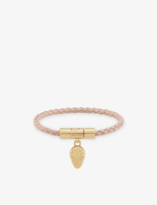 Bvlgari Pink Serpenti Forever Yellow Gold-plated Brass And Leather Bracelet In Gold
