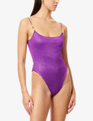 Oseree Womens Purple Glazed Lumiere Maillot Swimsuit In Purple
