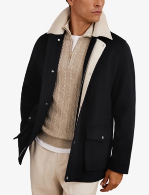 REISS: Harrison Cord-Collar Wool-Blend Jacket