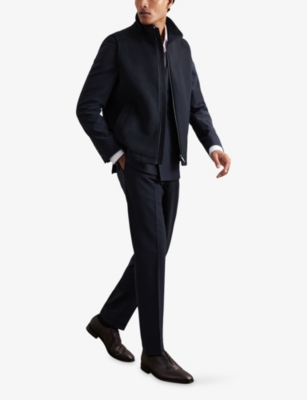 Reiss Mens Navy Hewitt Side-pocket Wool-blend Gilet In Blue
