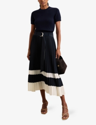 REISS: Goldie Pleated Woven Midi Skirt
