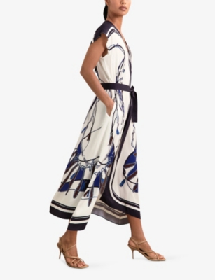 REISS: Gemma Tie-Belt Woven Midi Dress
