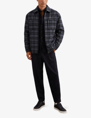 REISS: Vitarli Checked Padded Wool-Blend Overshirt