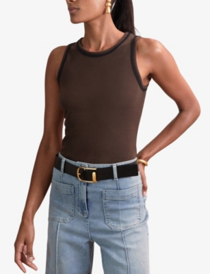 REISS: Becca Contrast-Trim Stretch-Cotton Vest