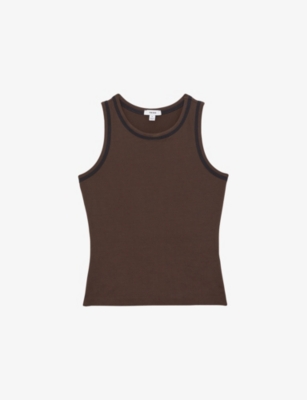 REISS: Becca Contrast-Trim Stretch-Cotton Vest