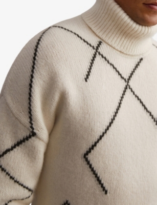 REISS: Links Argyle Roll-Neck Wool-Blend Jumper