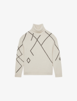 REISS: Links Argyle Roll-Neck Wool-Blend Jumper