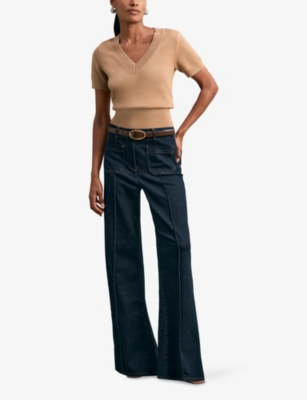 REISS: Valerie V-Neck Cotton and Wool-Blend Knitted Top