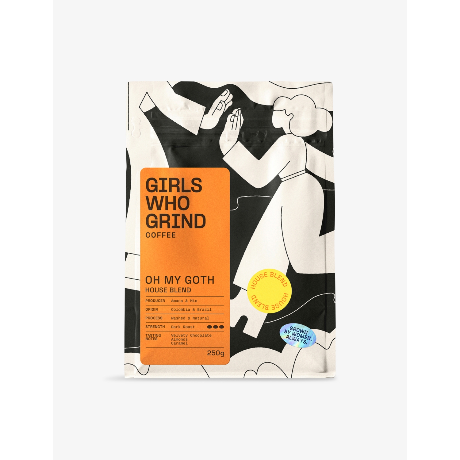 Girls Who Grind Coffee Oh My Goth Whole Bean Coffee 250g