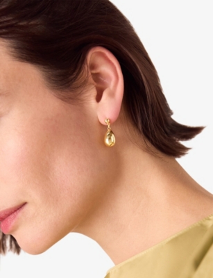 WHISTLES: Teardrop Brass Drop Earrings