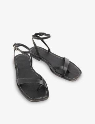 WHISTLES: Contrast-Stitch Strappy Leather Sandals