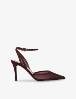 GIANVITO ROSSI: Pointed-Toe 80 Mesh Slingback Courts