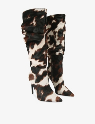 Carvela Womens Mult/other Eterno Printed Faux-leather Heeled Knee-high Boots Eur 39 / 6 Uk In Animal Print