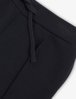 Reiss Navy Blue Premier Drawstring-waist Stretch-jersey Jogging Bottoms 9-13 In Black