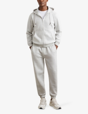 Reiss Mens Soft Grey Howel Zip-up Cotton-jersey Hoody In Gray