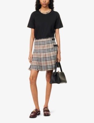 BURBERRY: Boxy-Fit Check-Collar Cotton-Jersey T-shirt