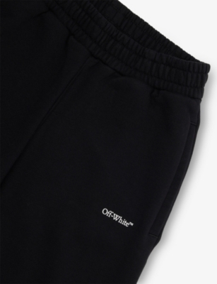 Off-white Logo-print Wide-leg Cotton Joggers 8-12 Years In Black