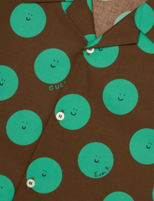 Gucci Brown Shirt For Kids With Sun In Brown