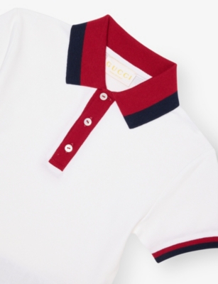 Gucci Optical White/mix Short-sleeved Stretch-cotton Polo Shirt 6-36 In White