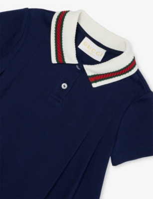 Gucci Wintery Night Sky/mx Short-sleeve Cotton Polo Dress 6-36 In Blue