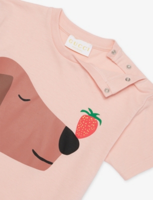 Gucci Smooth Pink/mc Baby  X Euan Roberts Graphic Print Cotton-jersey T-shirt 3-36 In Neutral