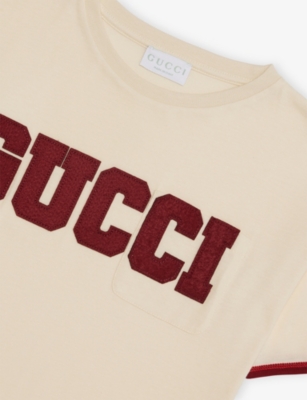 Gucci White/mix Crewneck Embroidered-logo Cotton-jersey T-shirt 4- In Neutral