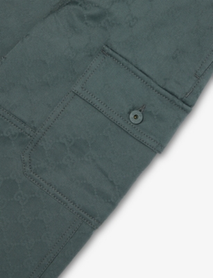 Gucci Deep Blitz Monogram-pattern Straight-leg Cotton Trousers 4-6 In Blue
