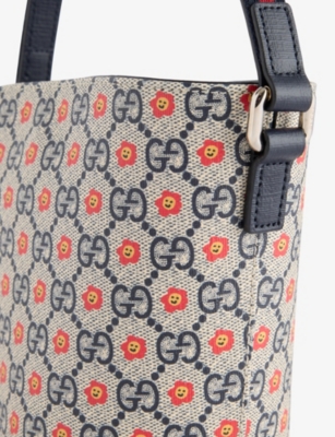 Gucci Beige Blu Mu/blu/brb Kids' Monogram Canvas Top Handle Bag