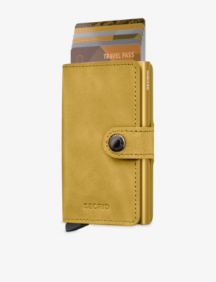 Secrid Button-fastening Leather Miniwallet In Yellow