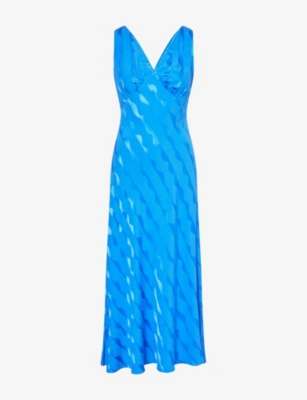 RIXO: Sandrine Plunge-V-Neck Woven Midi Dress