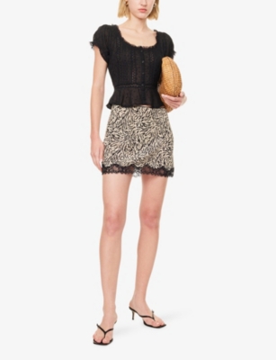 RIXO: Kornelia Leopard-Print Silk Mini Skirt