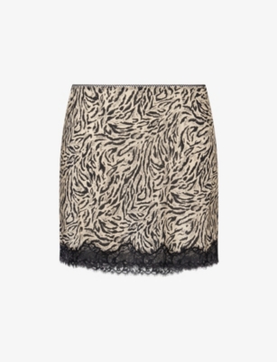 Rixo London Womens Sun Leo Tan Kornelia Leopard-print Silk Mini Skirt In Neutral