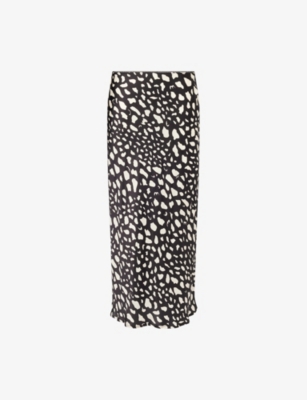 Rixo London Womens Night Leo Black Ardith Graphic-pattern Woven Midi Skirt