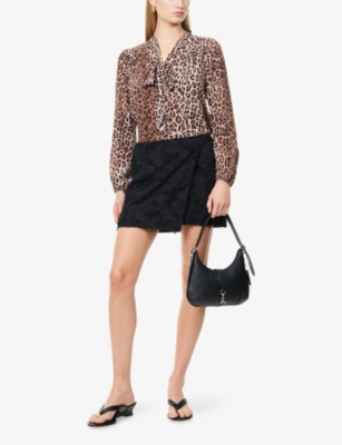 Rixo London Womens Moss Leopard Silk Blouse In Animal Print