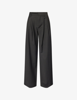 Won Hundred Mens Camille Straight-leg Wool-blend Trousers Licorice