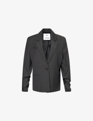 Won Hundred Mens Licorice Anina Single-breasted Wool-blend Blazer In Black