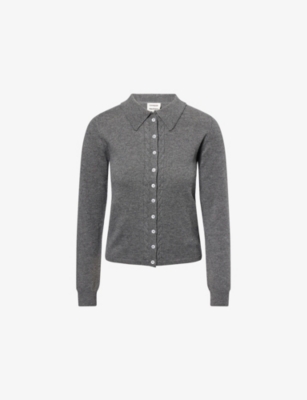 Damson Madder Womens Grey Voula Fine Gauge Wool And Cashmere Cardigan In Gray