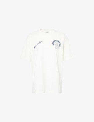Damson Madder Womens White Afternoon Tea Boyfriend Short-sleeves Cotton-jersey T-shirt In Neutral