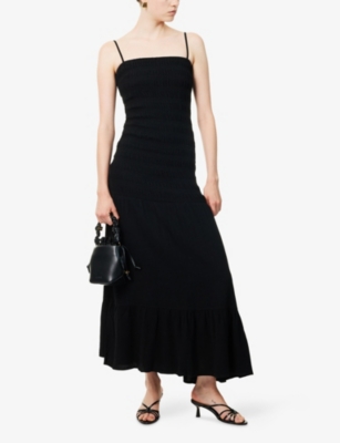 Pretty Lavish Womens Black Nancy Shirred Woven Maxi Dress In Black