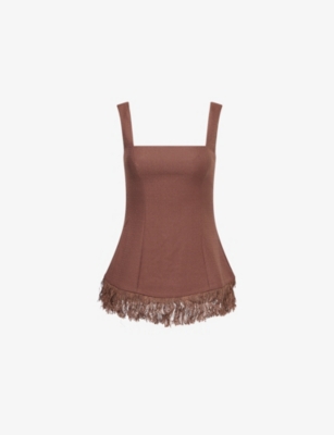 PRETTY LAVISH: Verona Fringed Woven Top