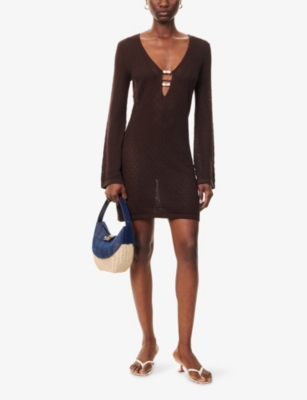 PRETTY LAVISH: Madeline V-Neck Knitted Mini Dress