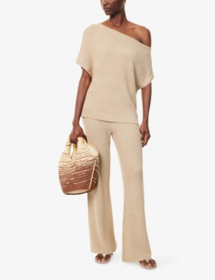PRETTY LAVISH: Kourtney Wide-Leg Knitted Trousers